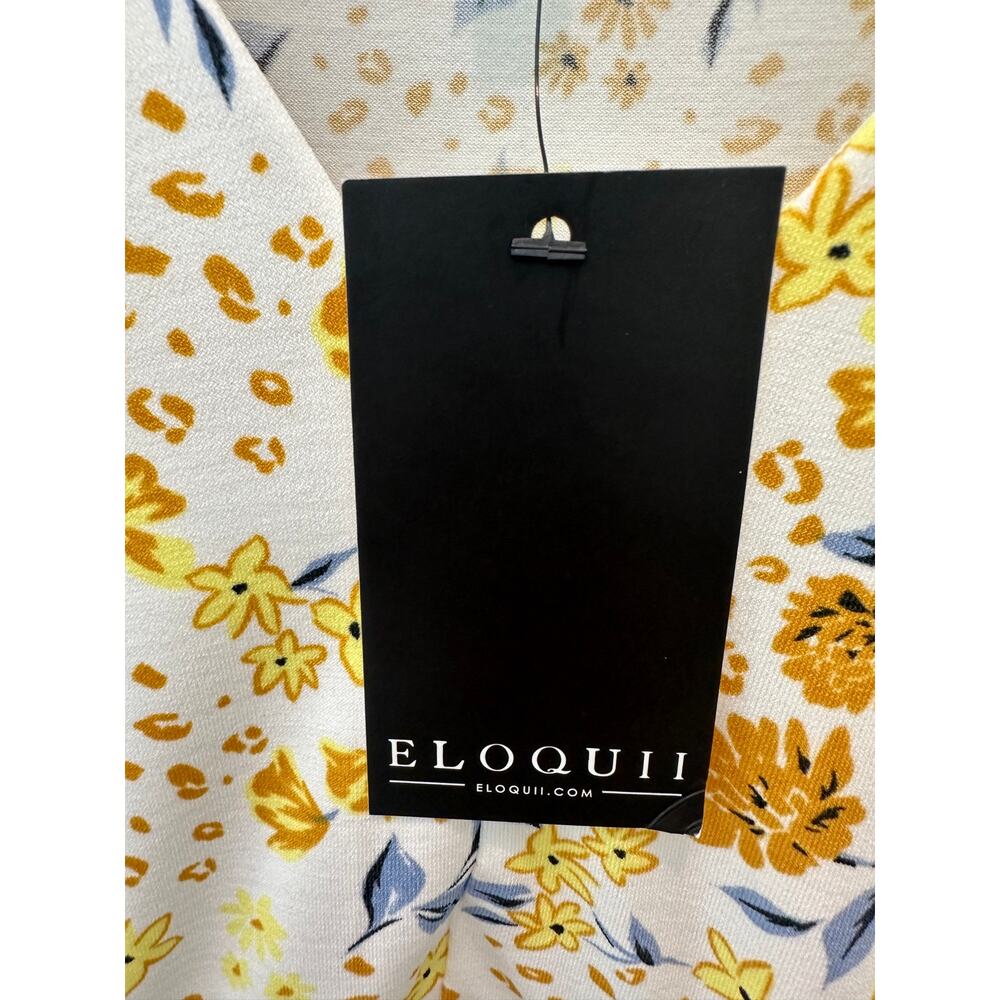 ELOQUII Floral Midi Dress Yellow White Empire Waist Cottagecore NWT | Size 20 - Picture 7 of 9